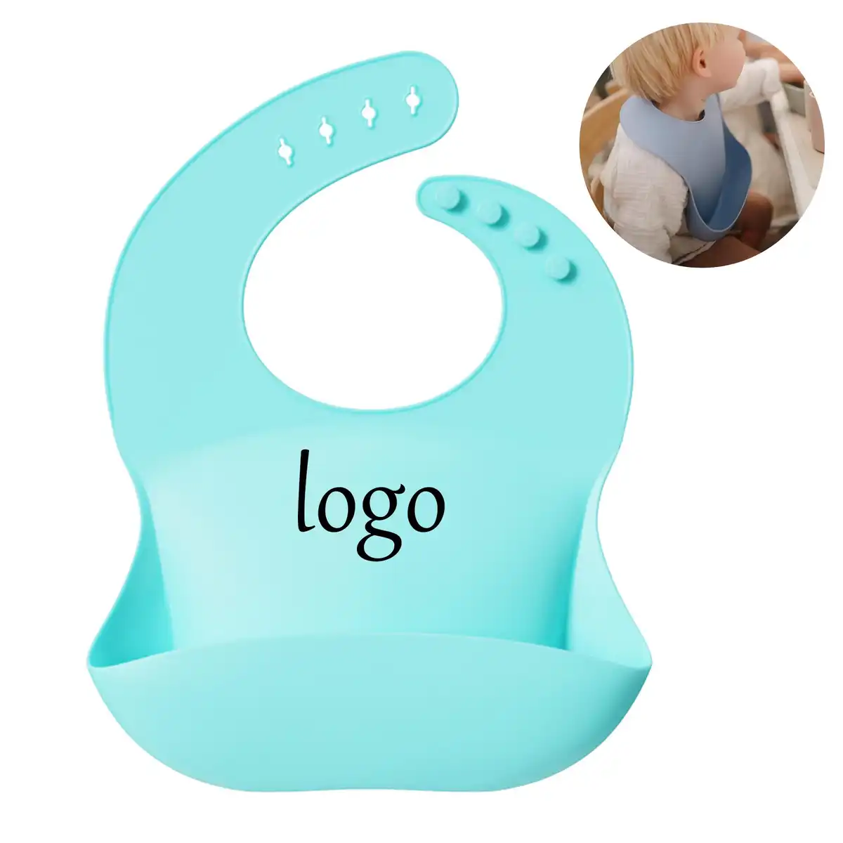 Silicone Baby Feeding Bib with Pocket
