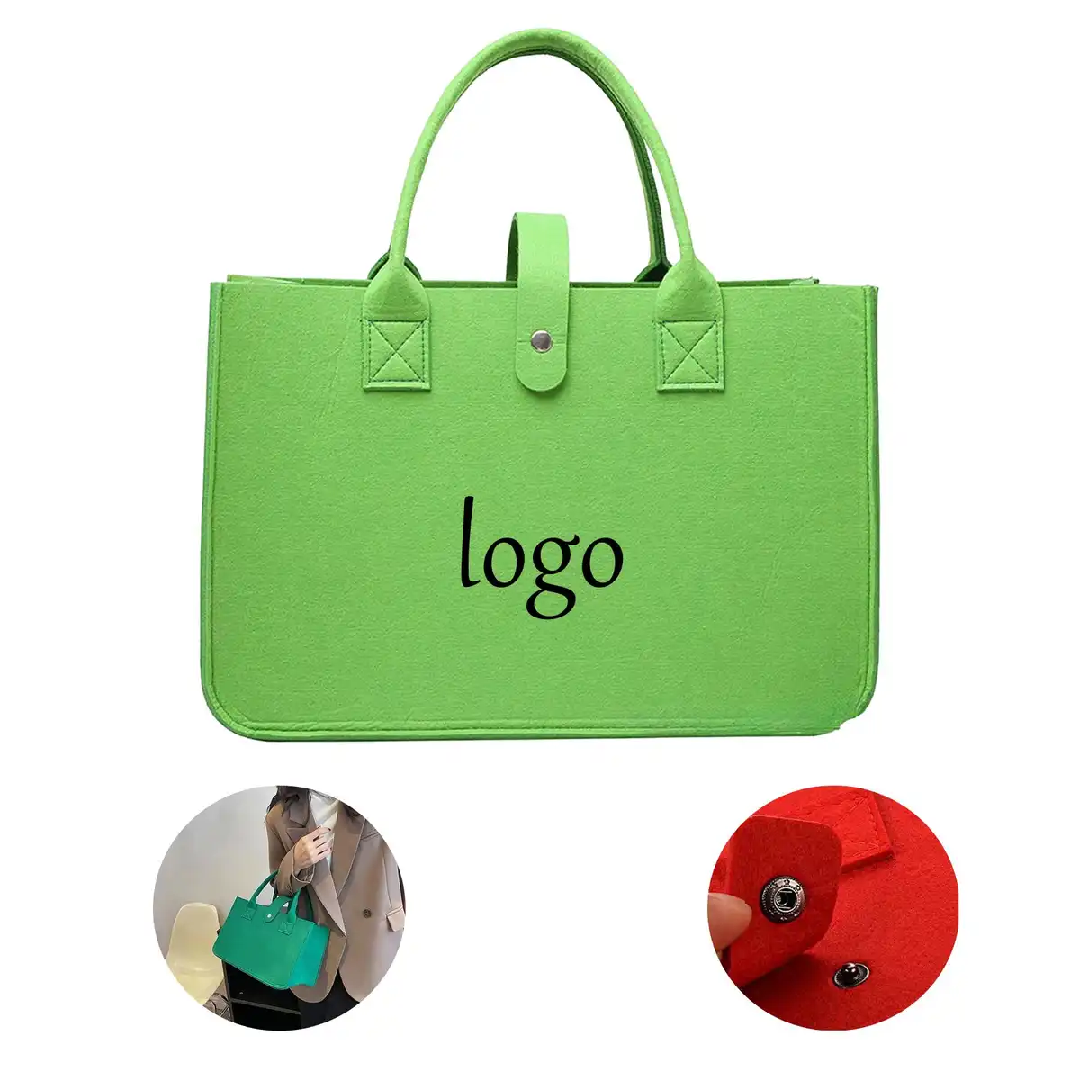 Felt Tote Bag with Secure Zipper