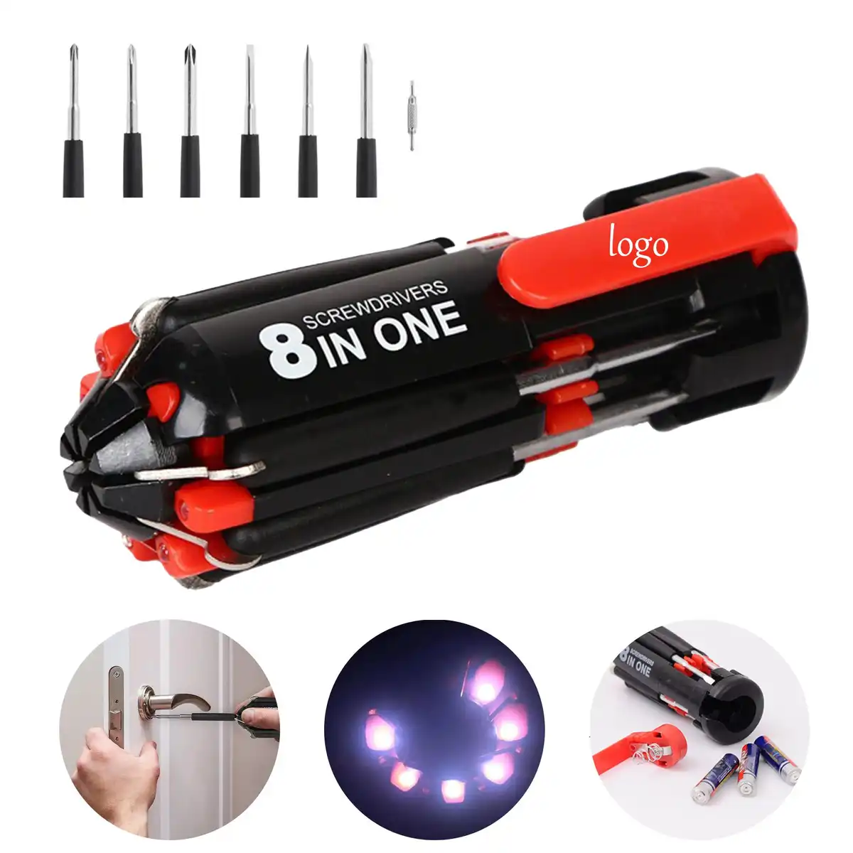 8-in-1 LED Flashlight Screwdriver Set