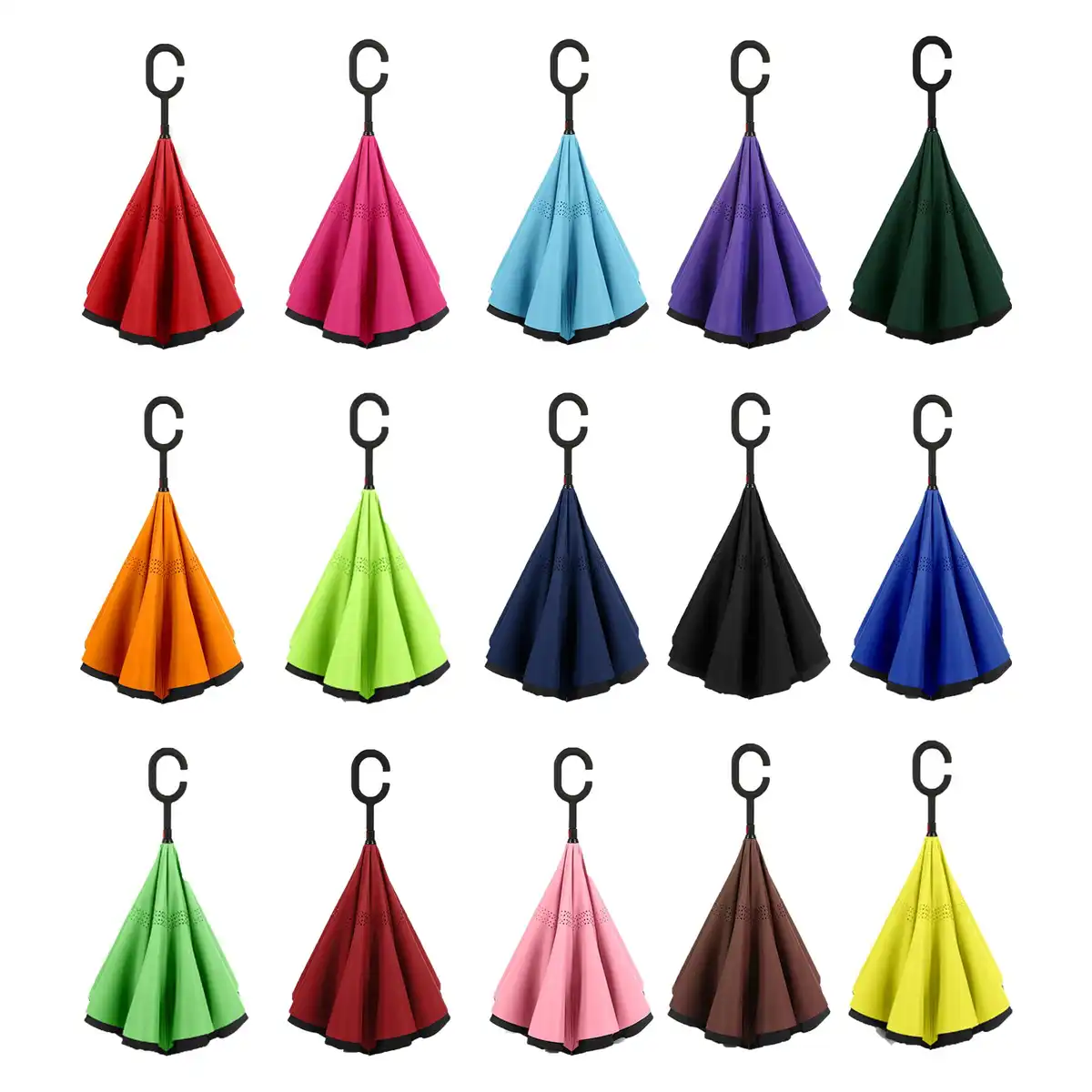 Windproof UV Protection Umbrella with C Handle alternate product angle