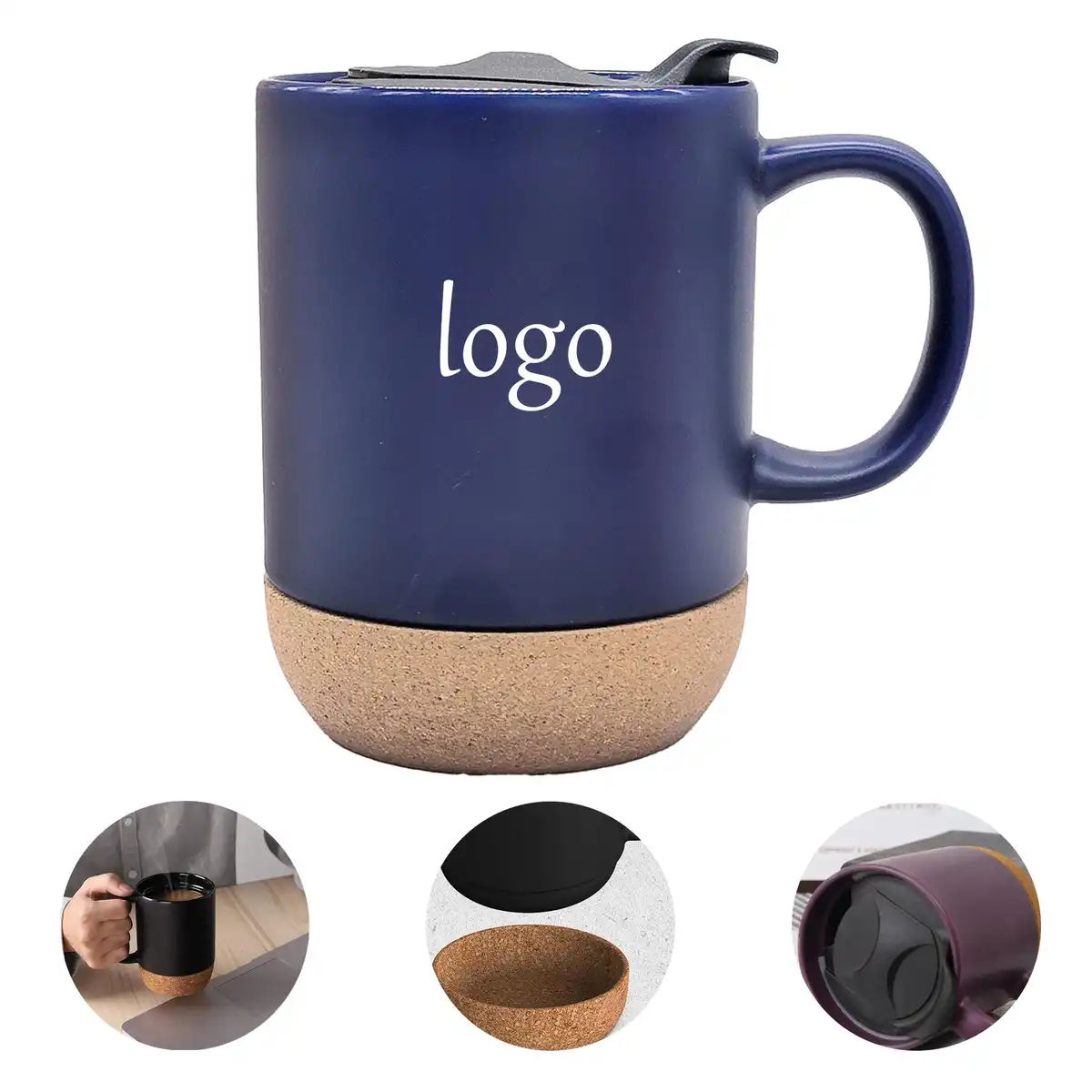 Ceramic Barista Mugs with Cork Base