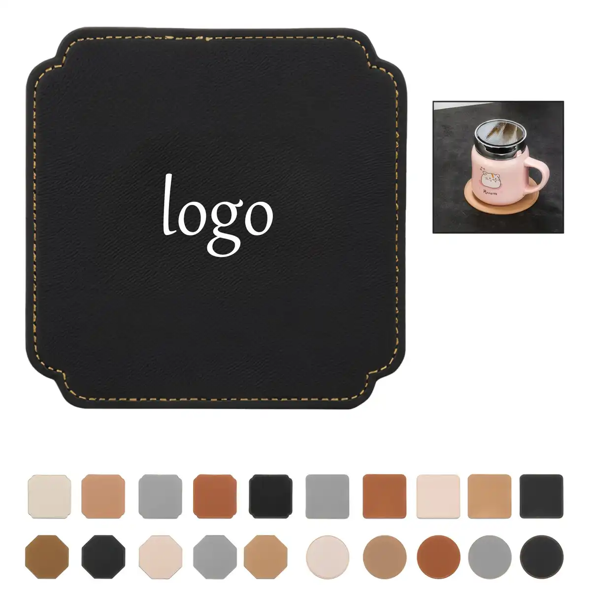 Elegant Leather Coaster Set with Holder