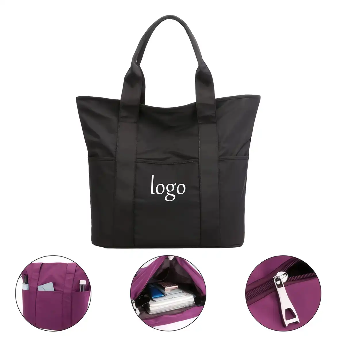 Waterproof Nylon Tote with Pockets
