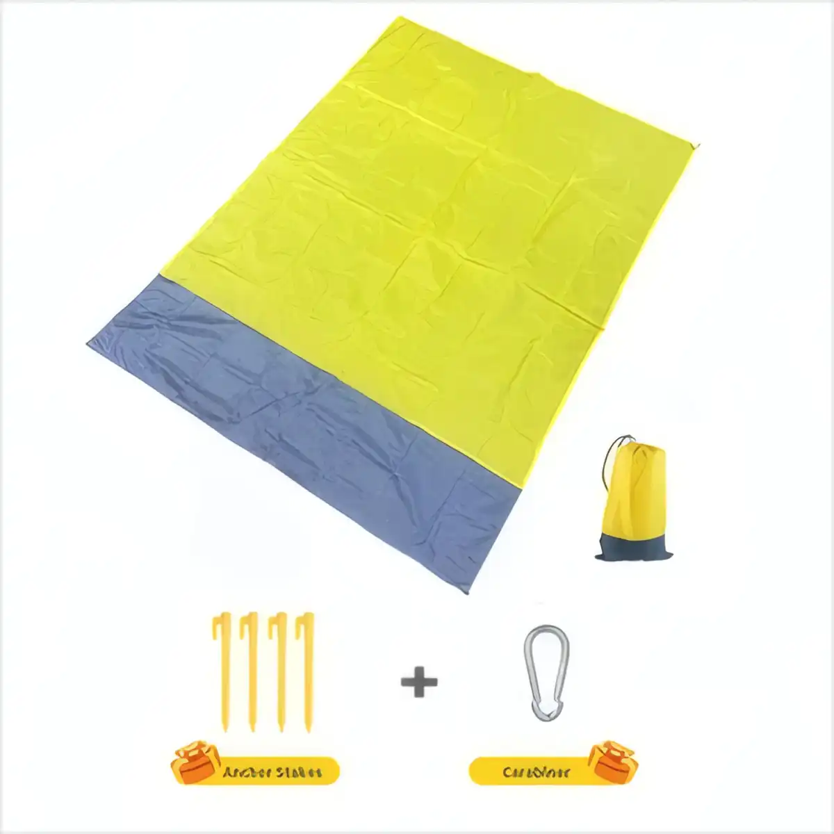 Ultralight Sandproof Folding Beach Mat product with accessories