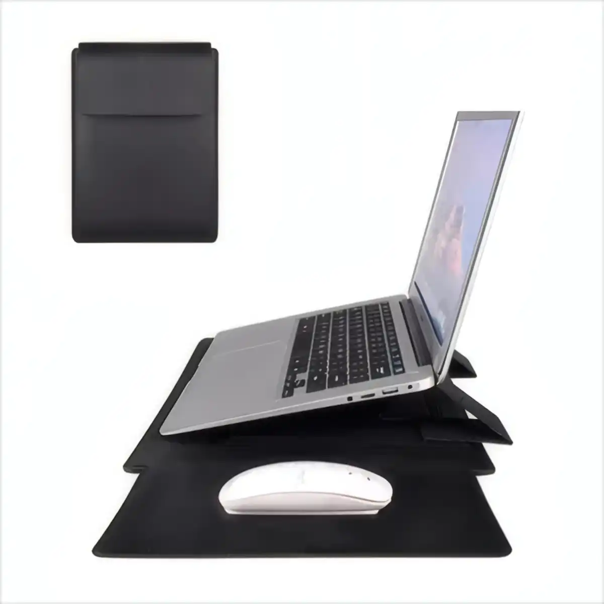 Durable Leather Laptop Sleeve Stand alternate product angle