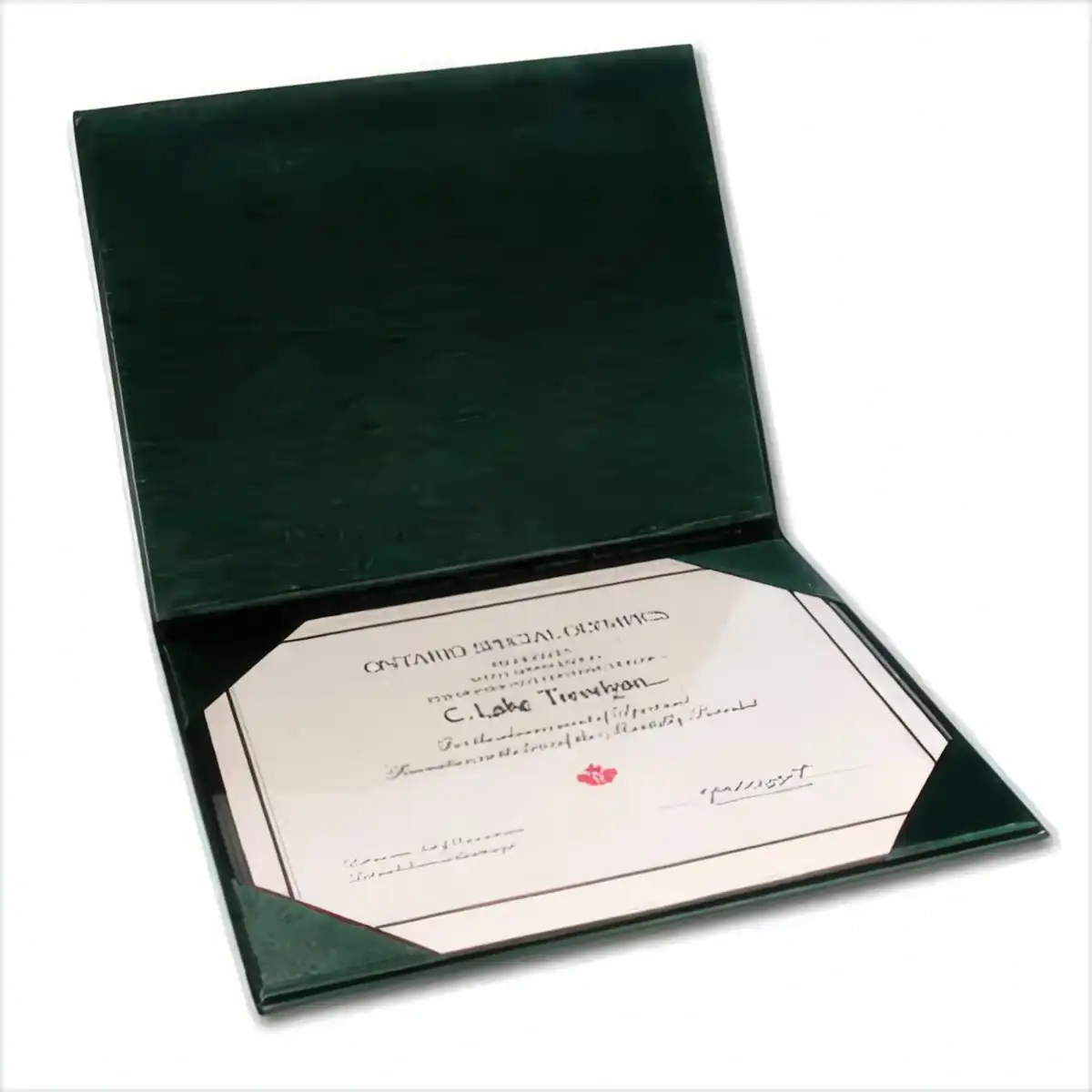 Elegant Leather Diploma Presentation Portfolio custom logo imprint view
