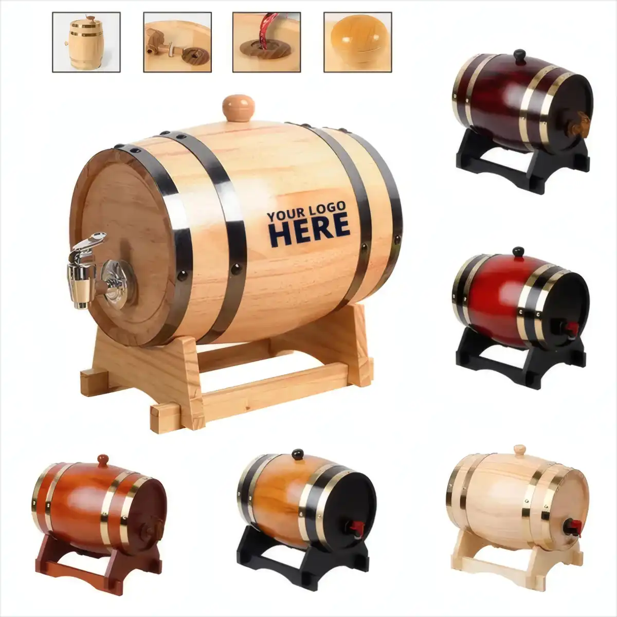 Premium Pine Whiskey Barrel Dispenser