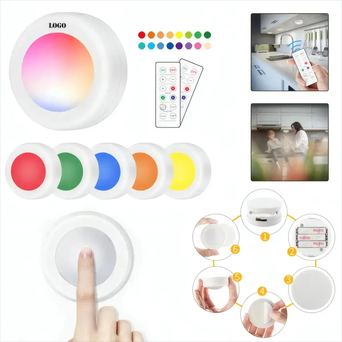 16 Color Remote Puck Light