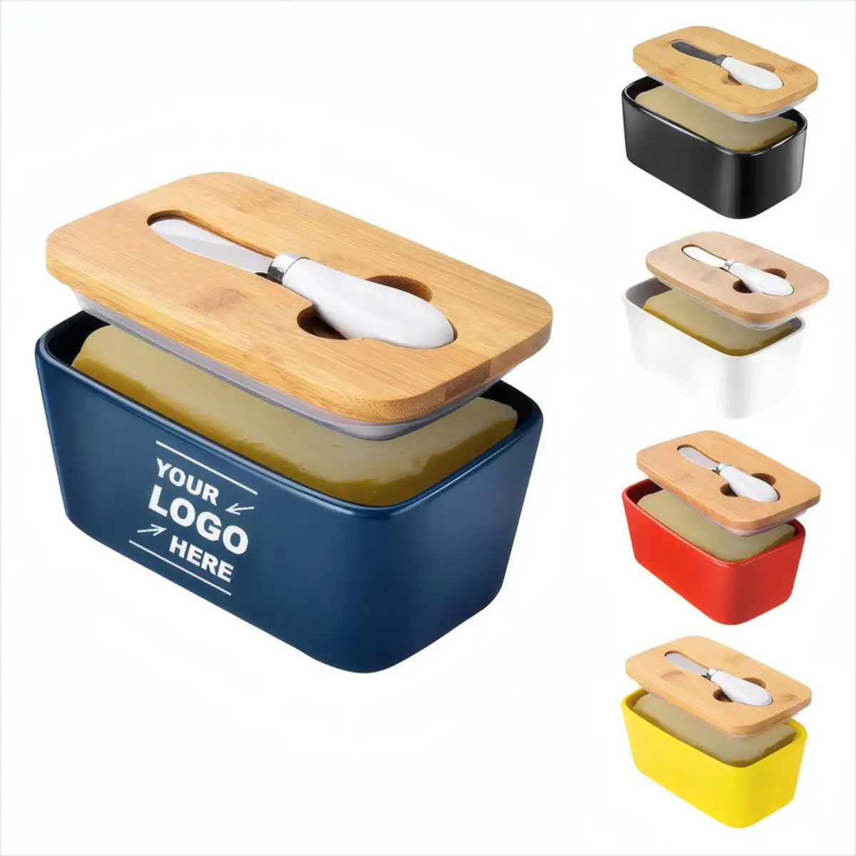 Ceramic Butter Dish with Bamboo Lid