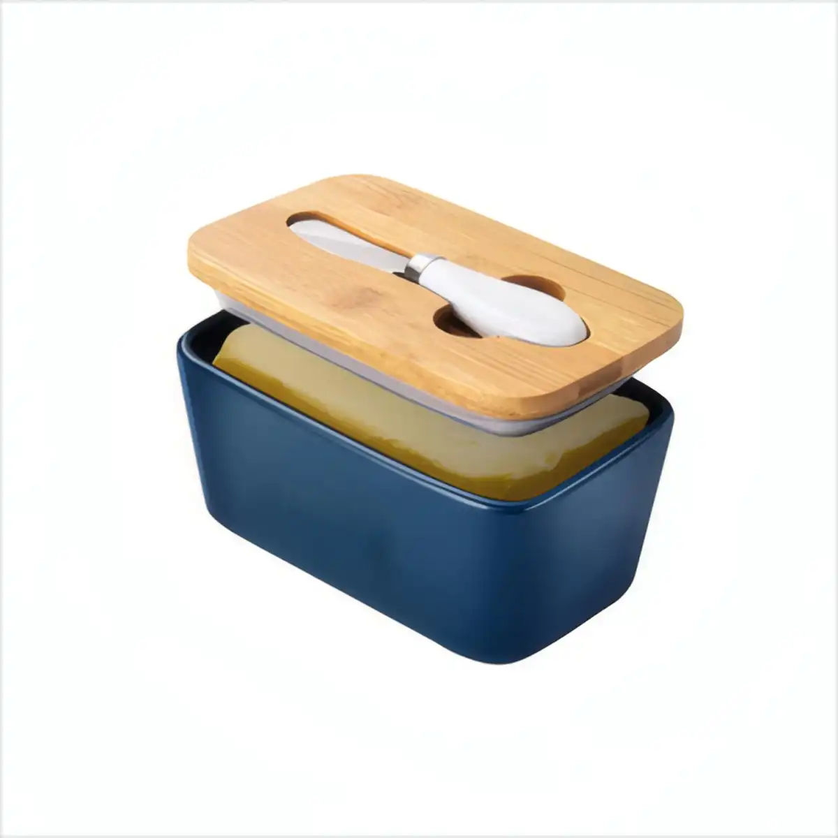 Ceramic Butter Dish with Bamboo Lid product detail view