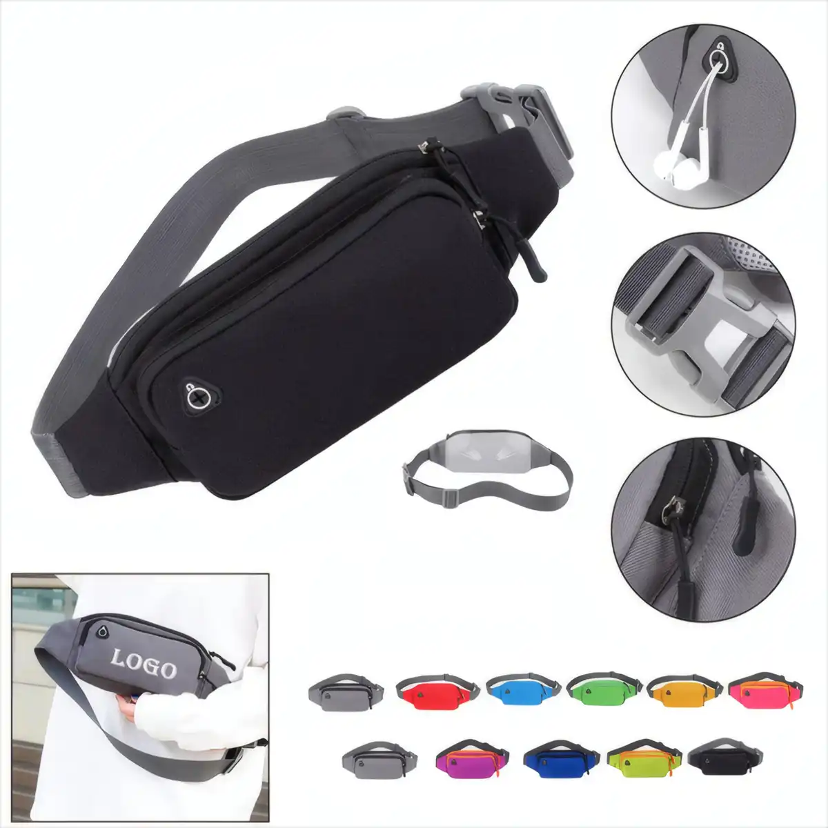 Water Resistant Oxford Fabric Belt Bag product close-up