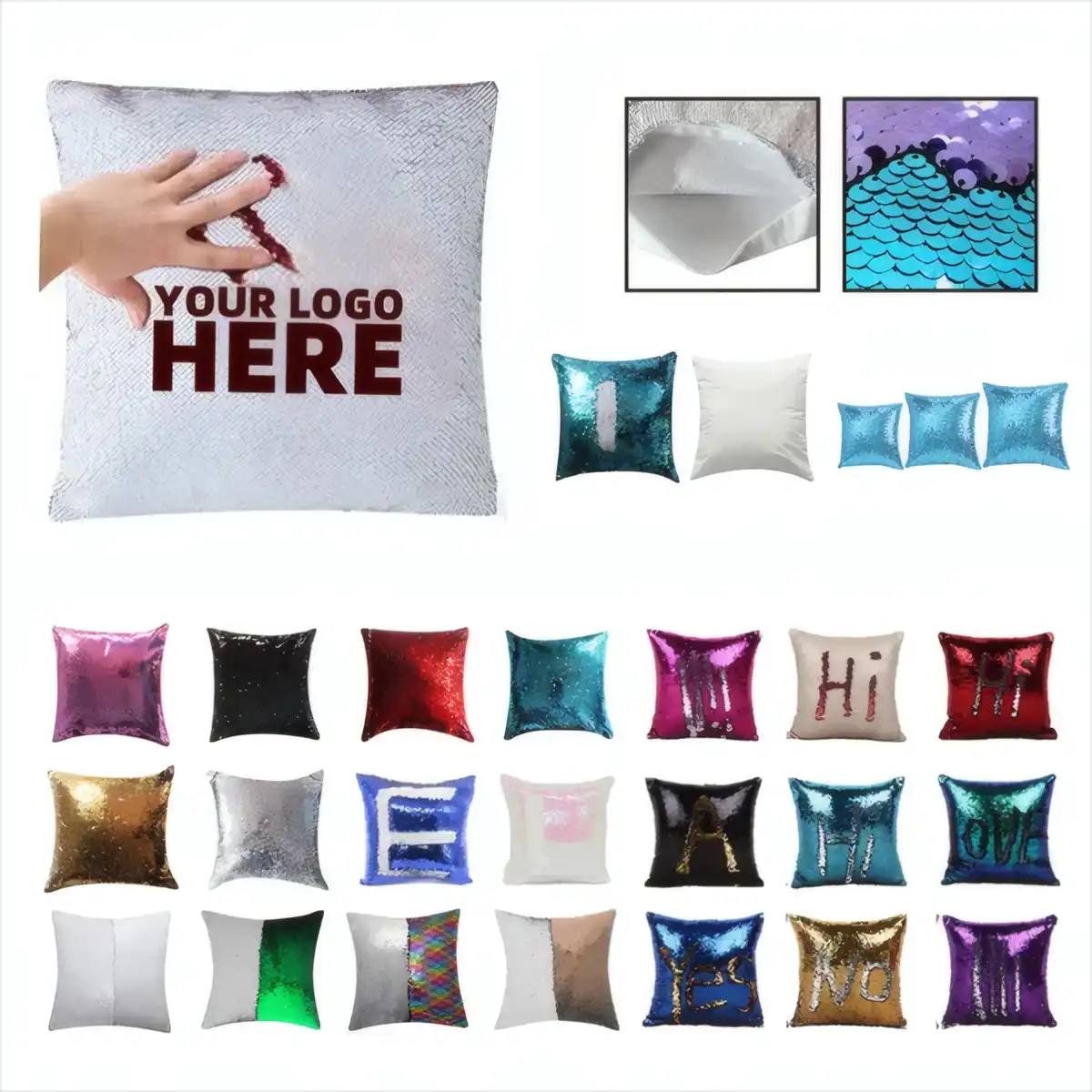 Interactive Sequined Cushion Cover product close-up