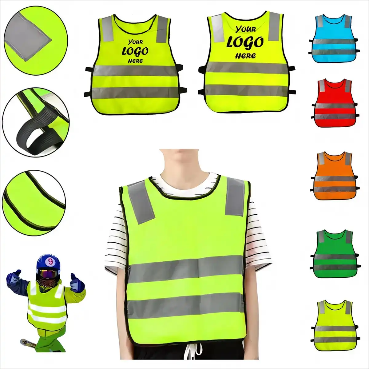 Kids Neon Safety Vest Reflective Stripe