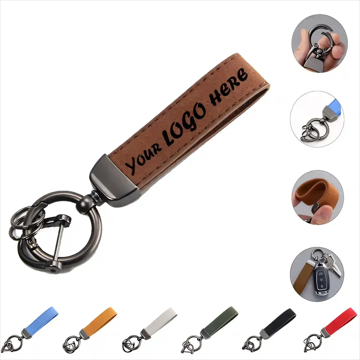 Suede Leather Belt Clip Keychain