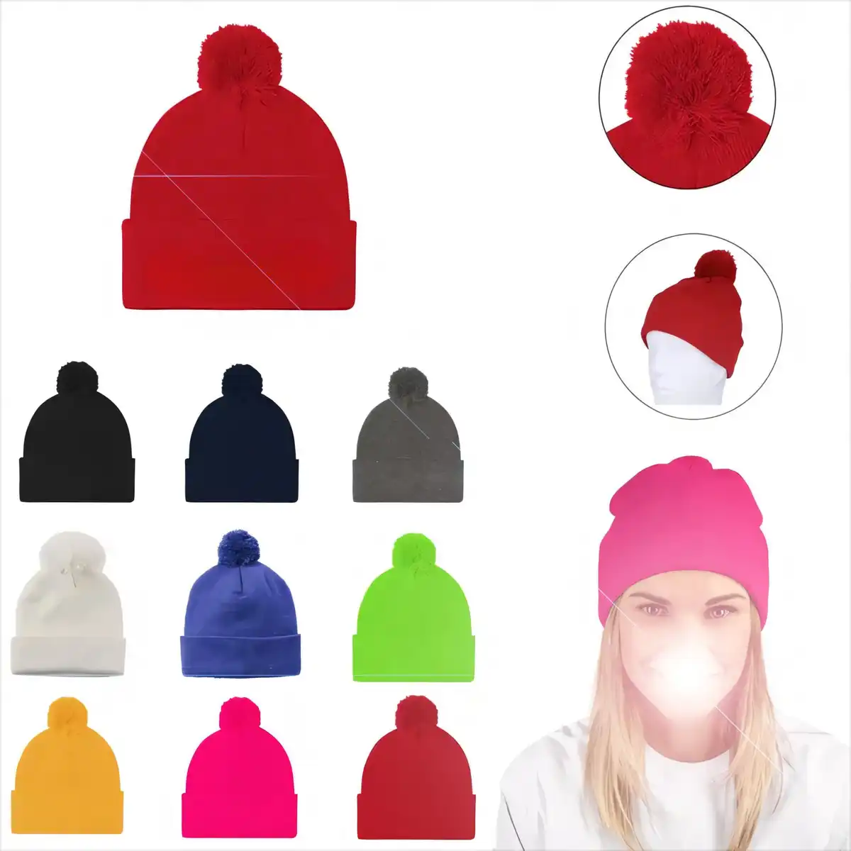 Cozy Knit Pom Beanie Hat