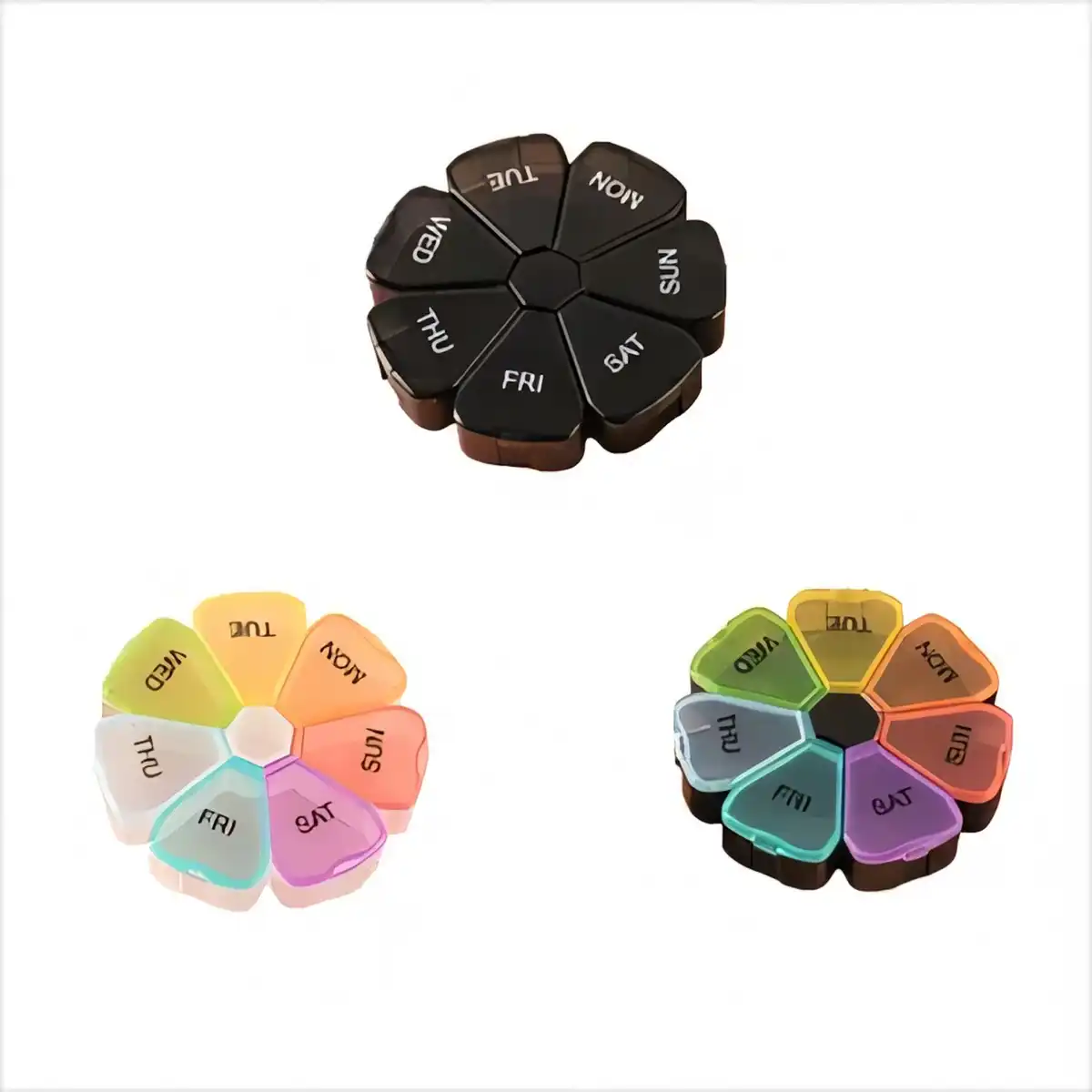Rainbow Weekly Pill Organizer Round alternate product angle