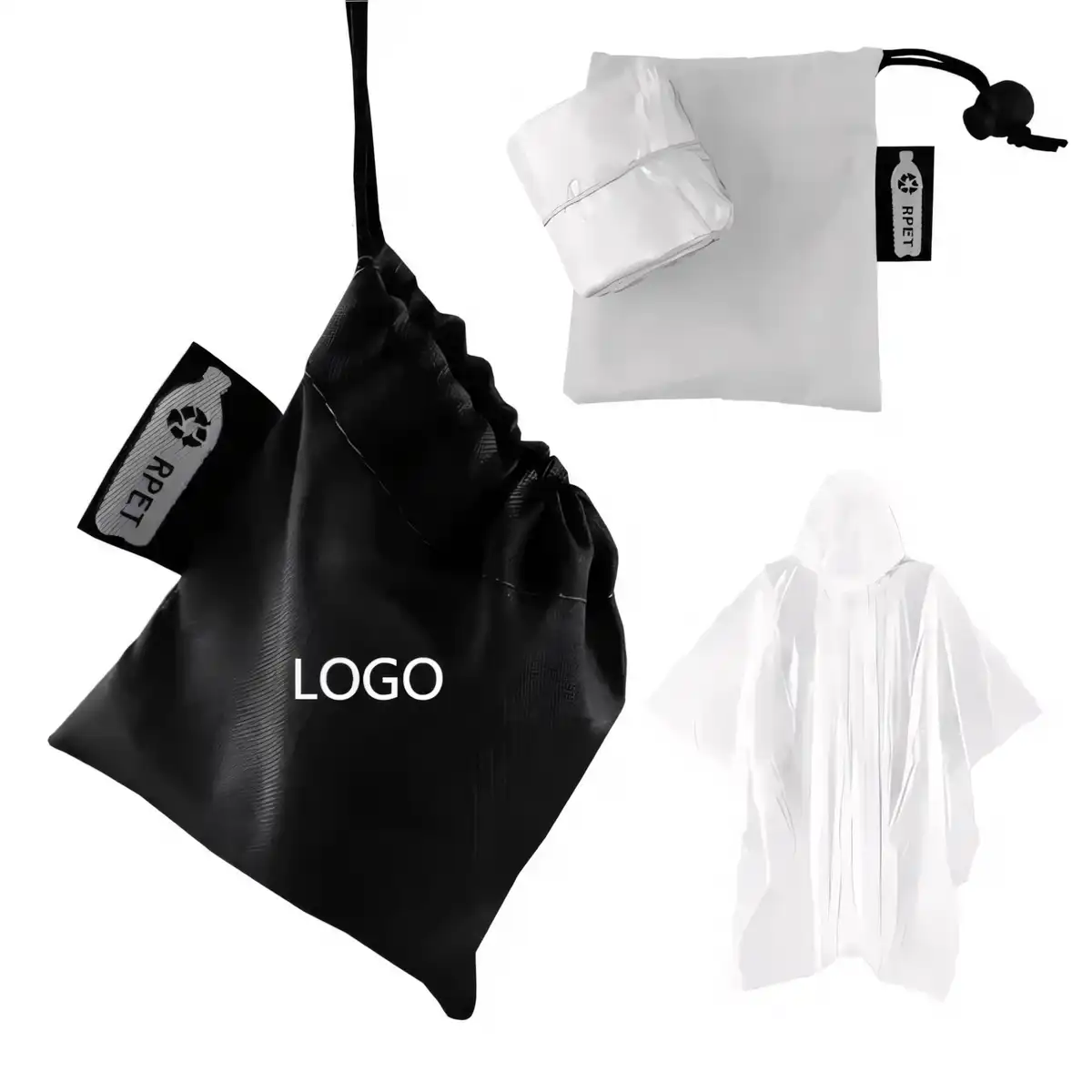 Compact Rain Poncho with Recycled Pouch