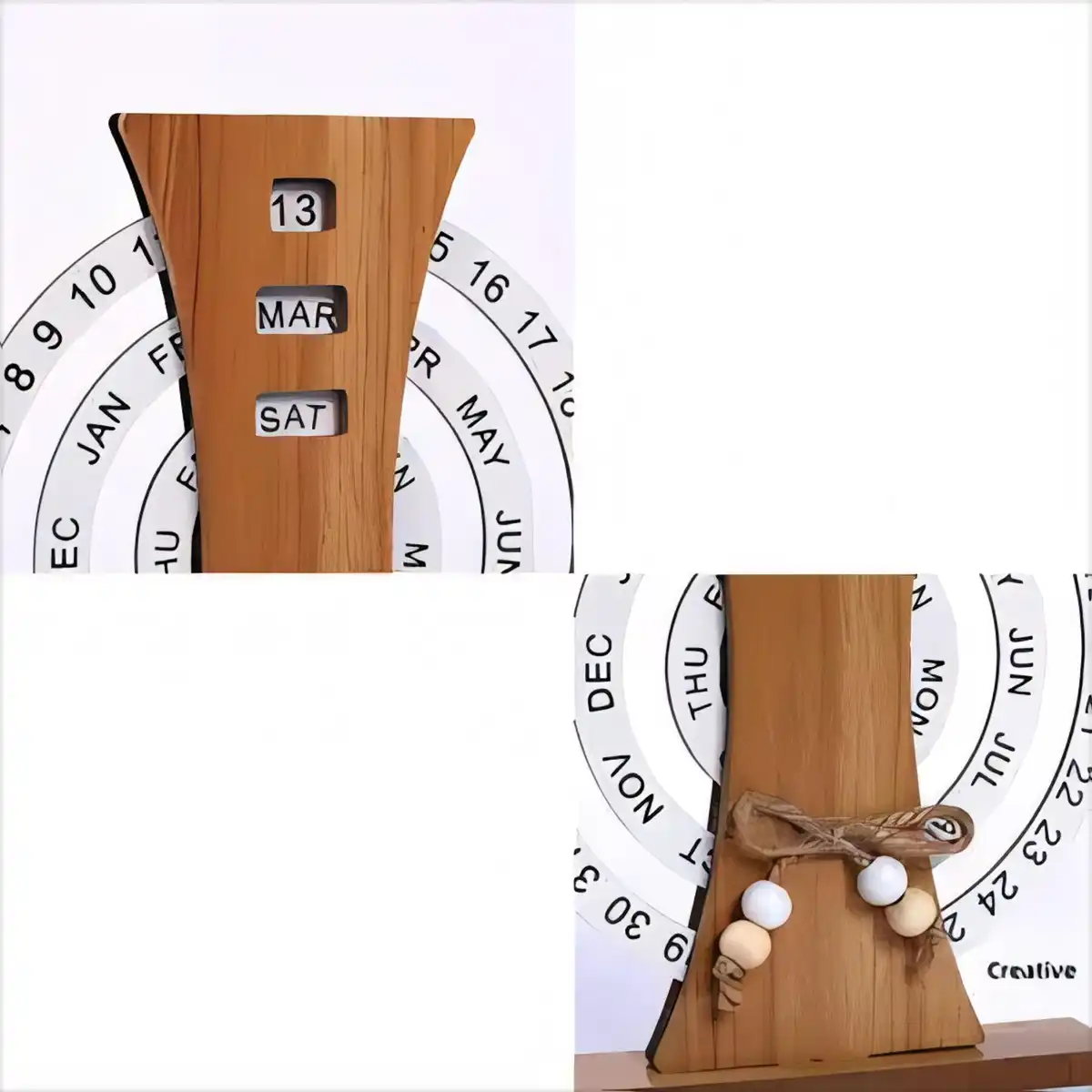 Wooden Perpetual Calendar Desk Decor product close-up