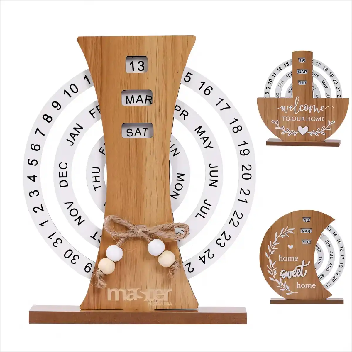 Rotating Wooden Desk Calendar