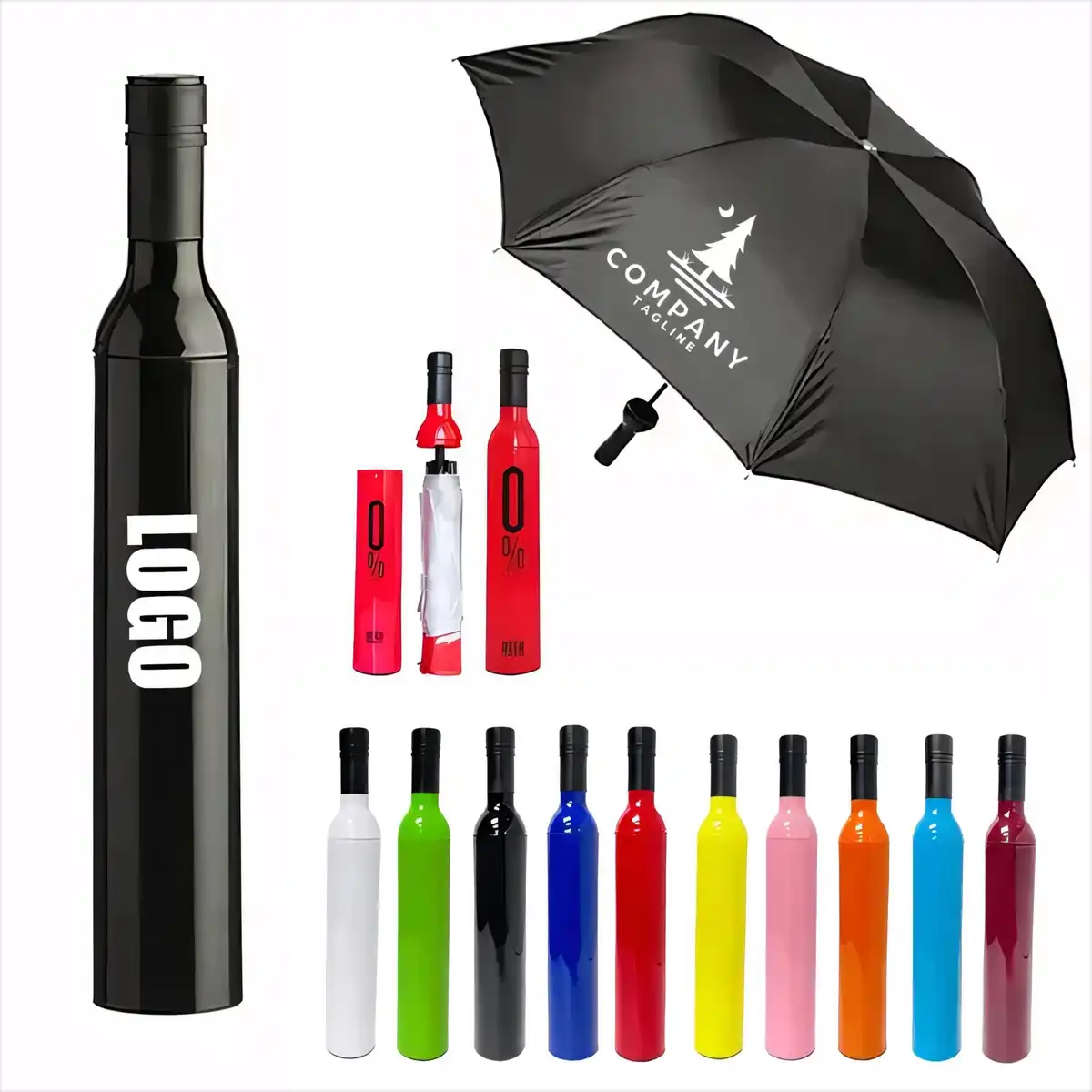 Portable Wine Bottle Umbrella Rain Sun