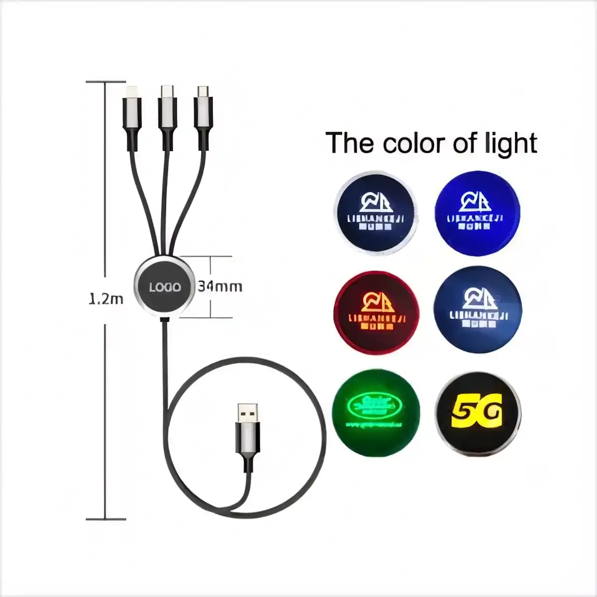 Illuminated Braided Charging Cable Trio product detail view