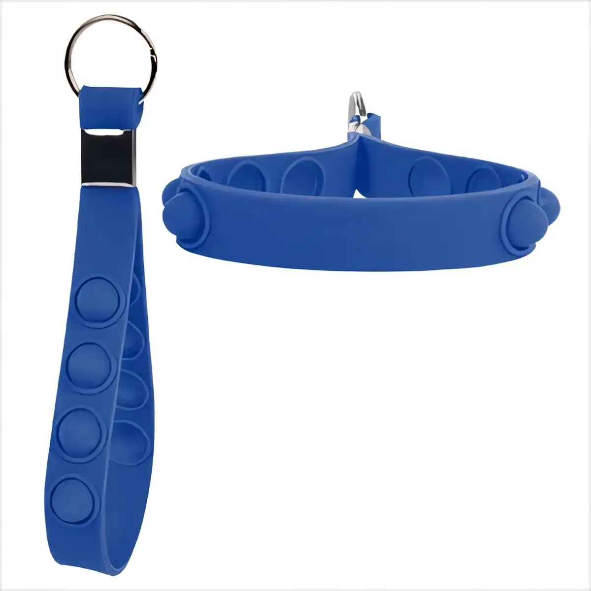 Silicone Pop Fidget Keychain product with accessories
