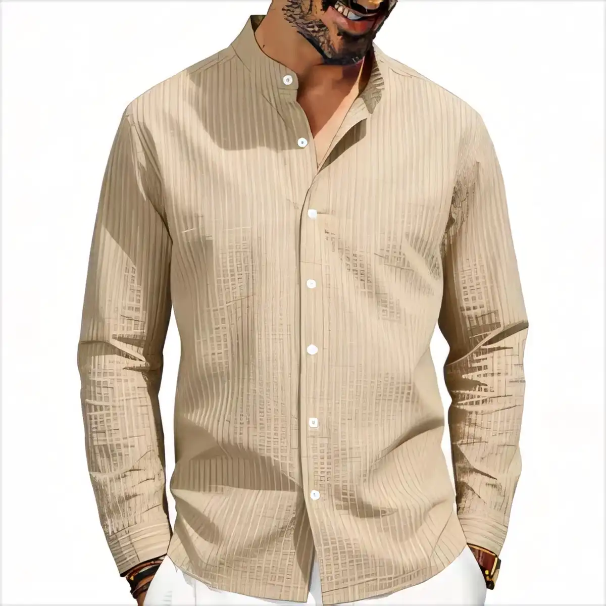 Men's Breathable Striped Linen Shirt alternate product angle