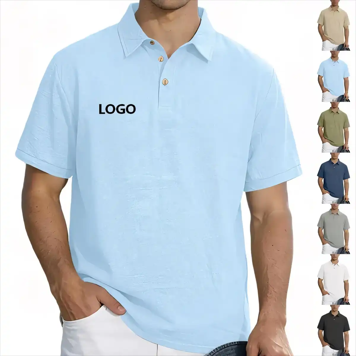 Refined Linen Polo for Work
