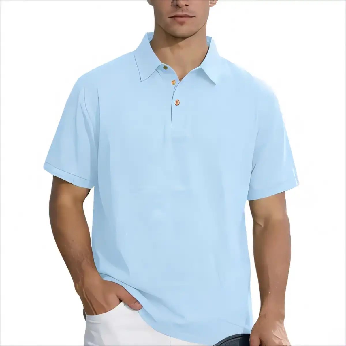 Refined Linen Polo for Work product close-up