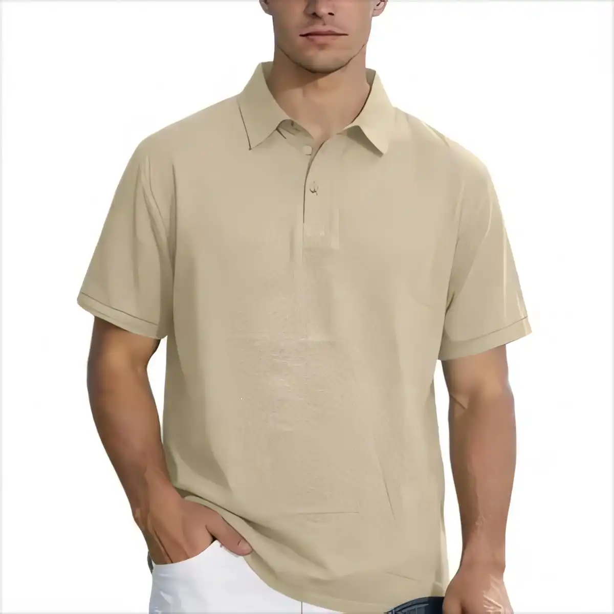 Refined Linen Polo for Work product with accessories