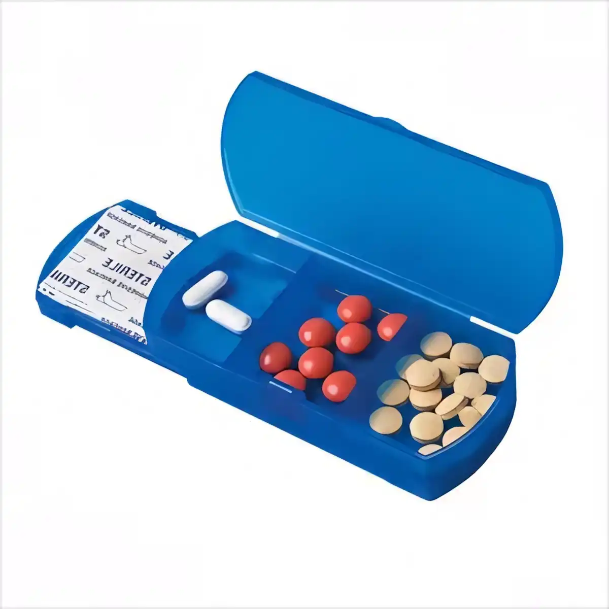 Compact Pill Organizer with Bandage Dispenser alternate product angle