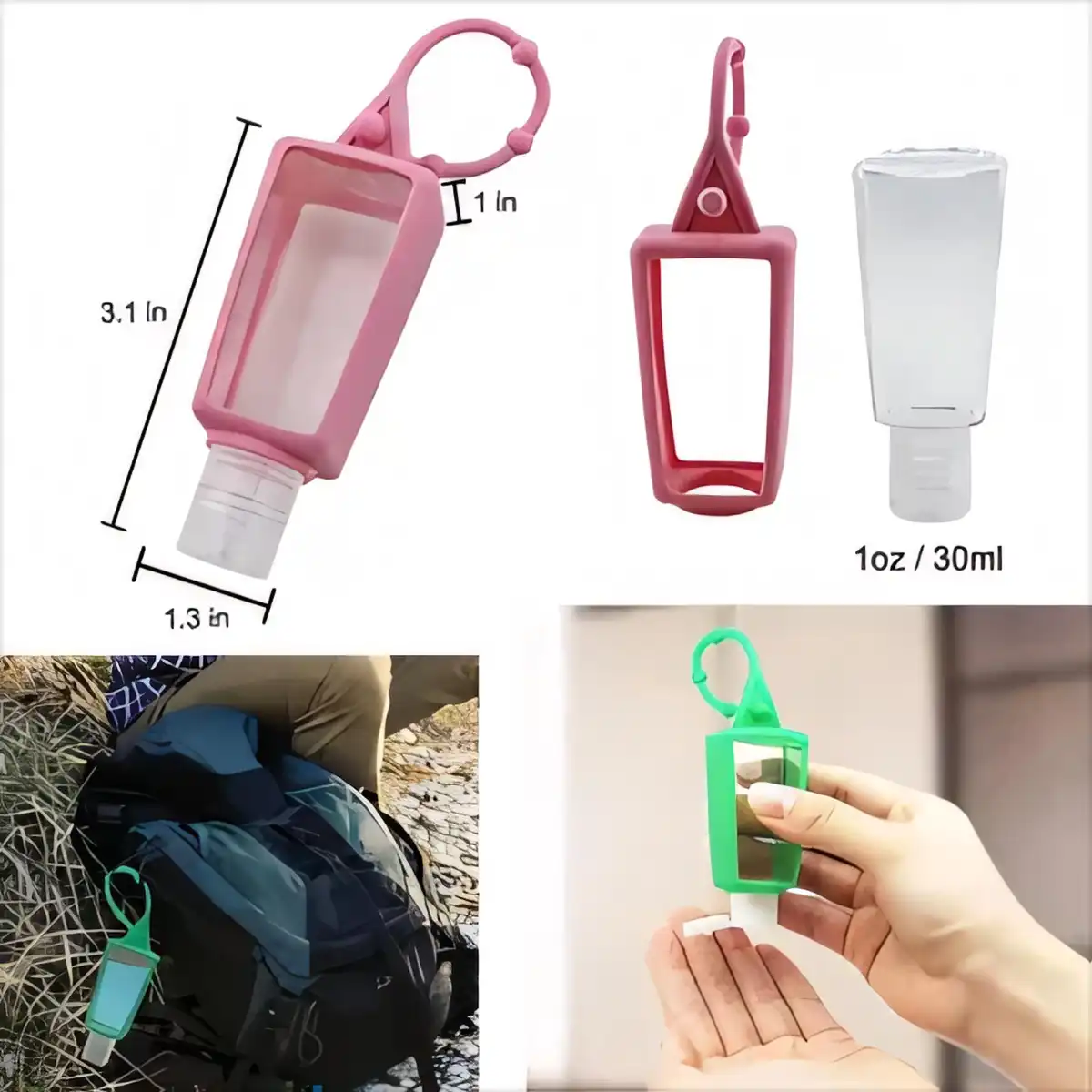 Silicone Sanitizer Holder Keychain product detail view