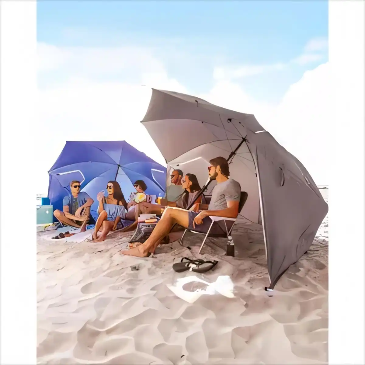 UV Blocking Beach Umbrella with Pockets alternate product angle