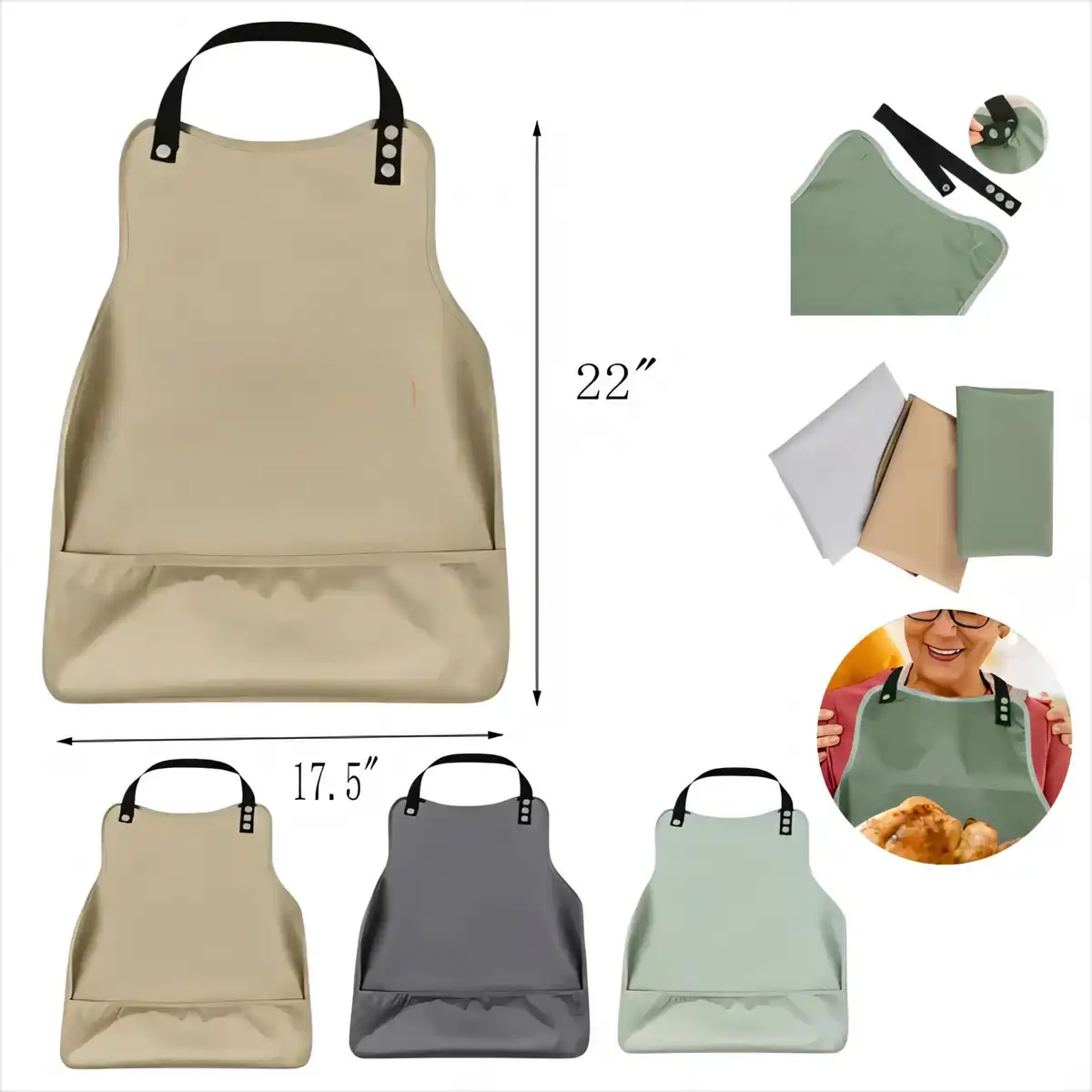 Waterproof Senior Dining Bib with Pocket