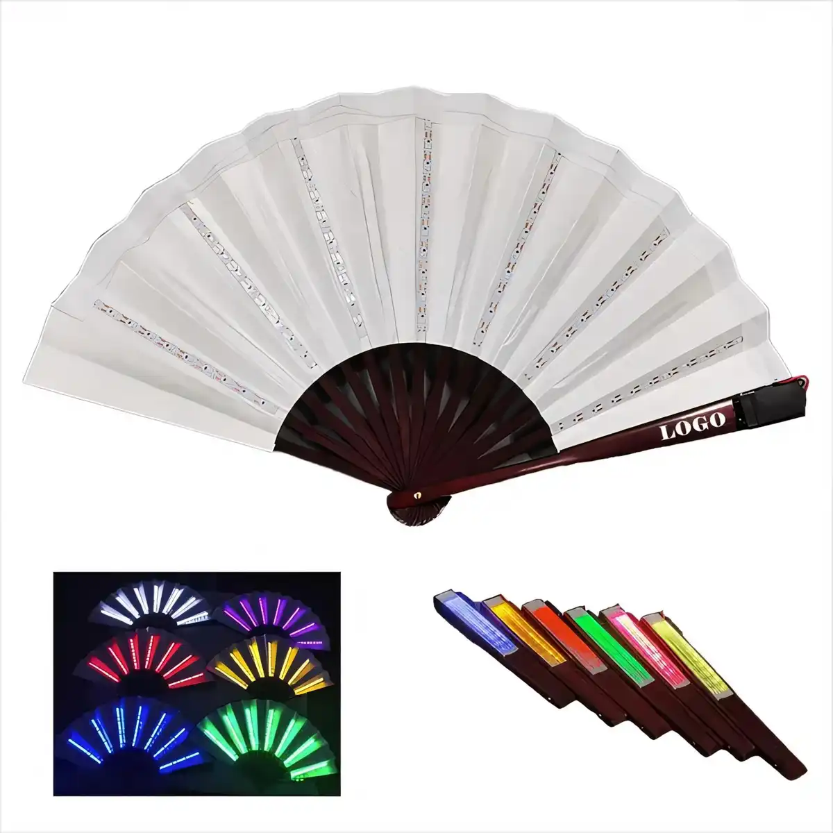 LED Silk Folding Fan Glow