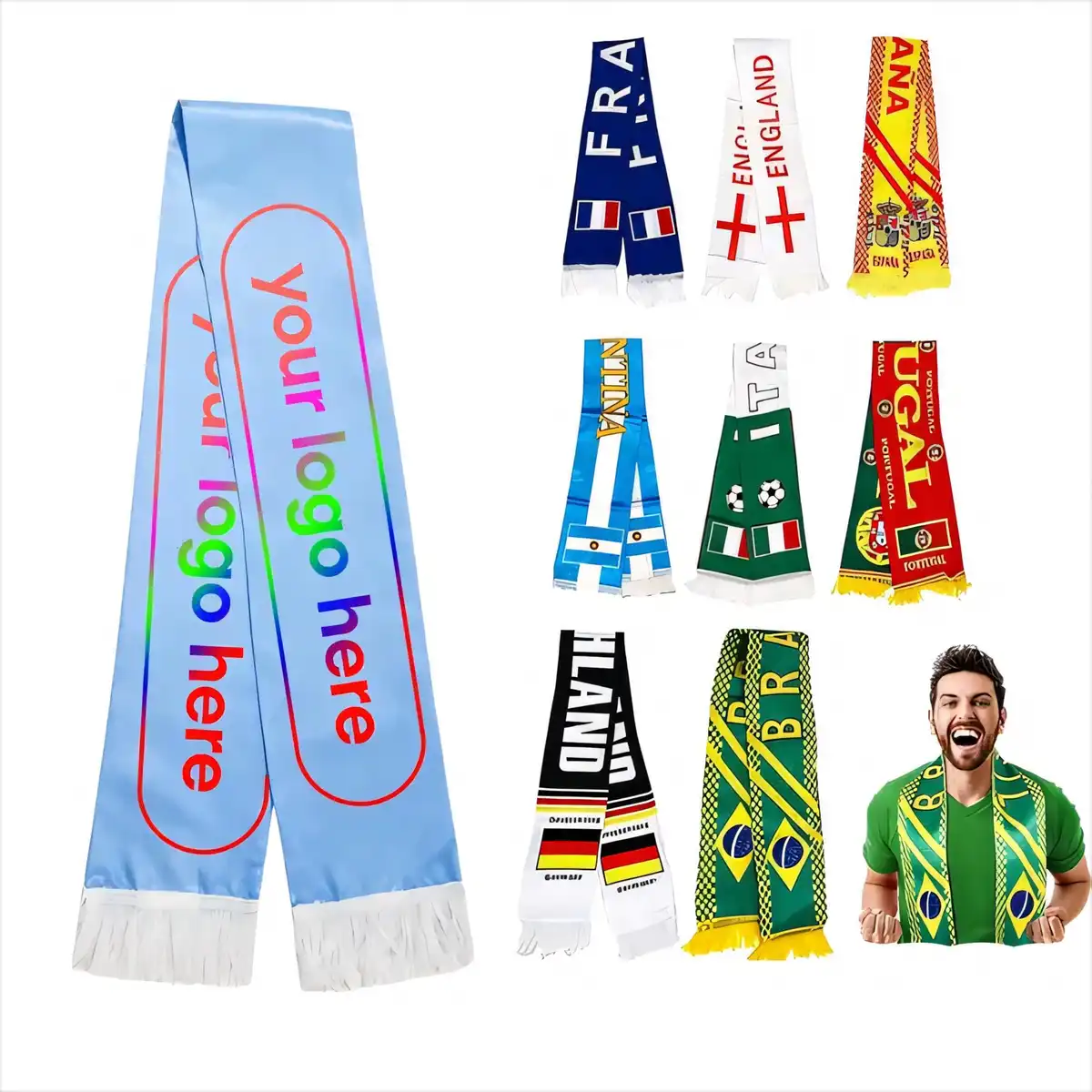 Vibrant Fringed Soccer Scarf