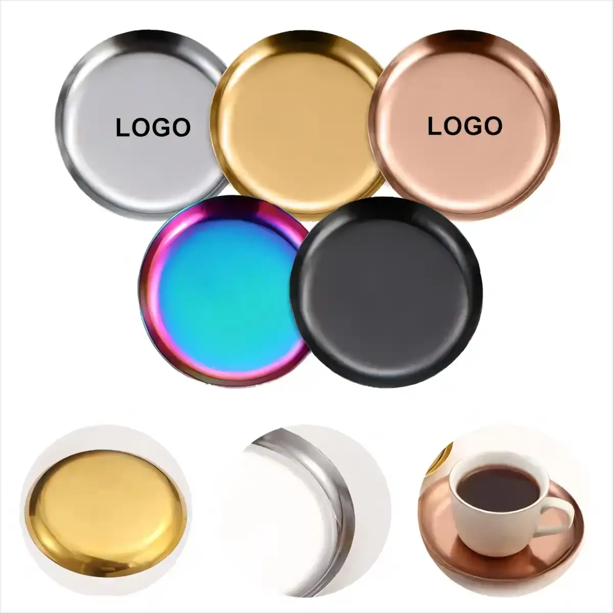 Elegant Multi Color Steel Serving Tray
