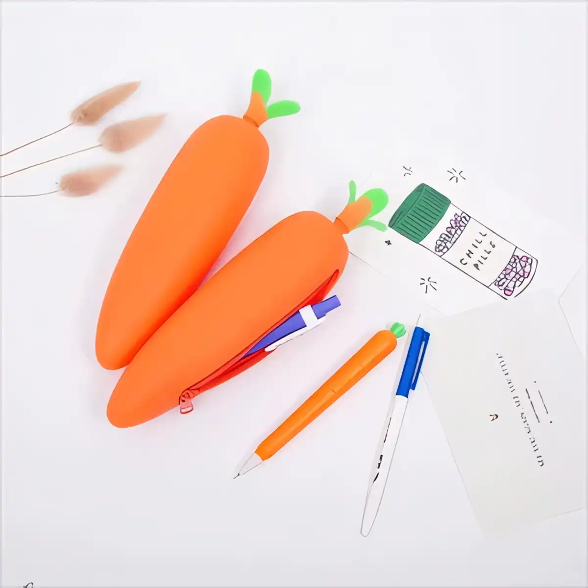 Silicone Carrot Pencil Pouch product detail view