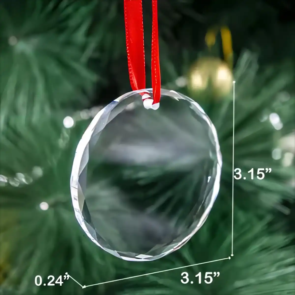 Crystal Christmas Ornament with UV Print product detail view