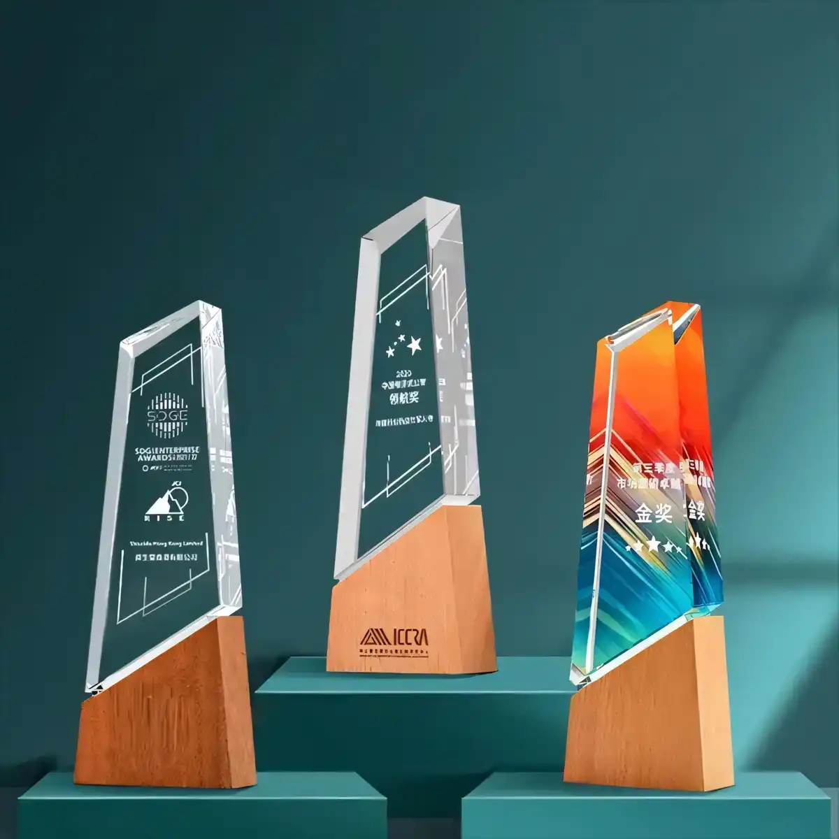 Elegant Crystal Glass Award Trophy