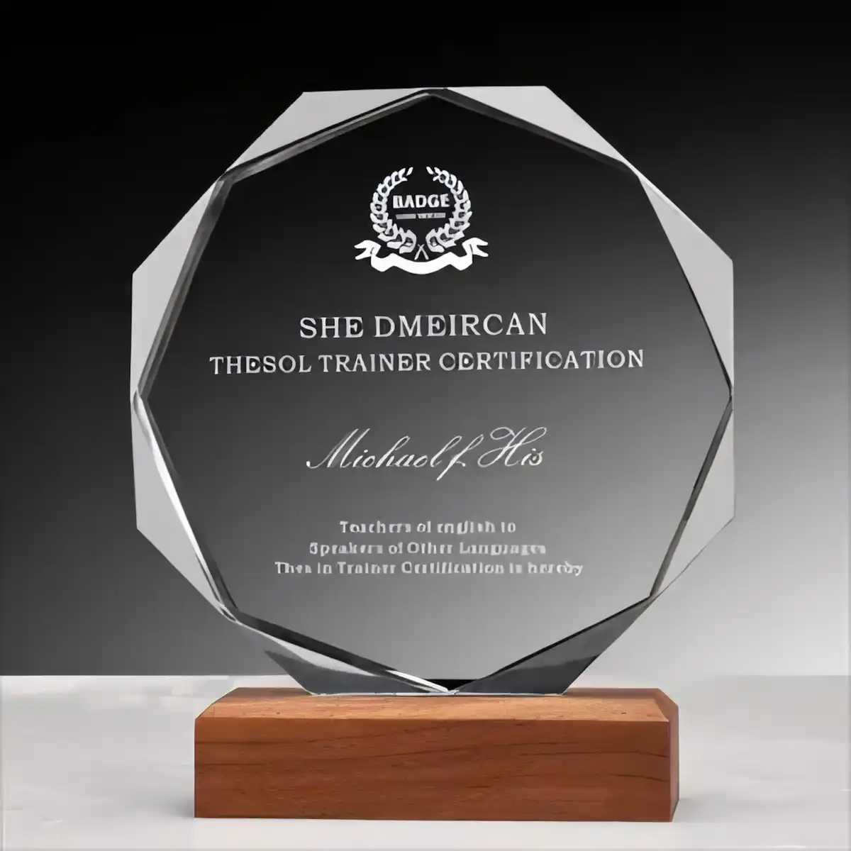 Crystal Glass Award Plaque product detail view