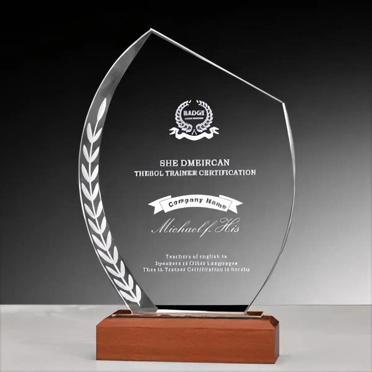 Crystal Glass Award Plaque alternate product angle