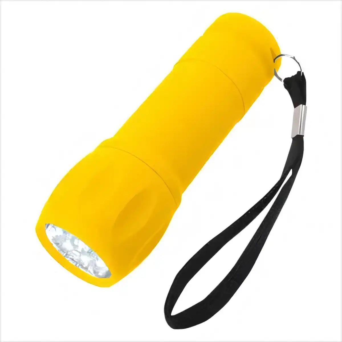 Rubberized 9 LED Flashlight product with accessories