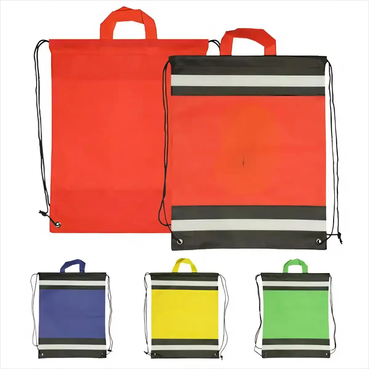 Reflective Drawstring Backpack with Safety Stripes