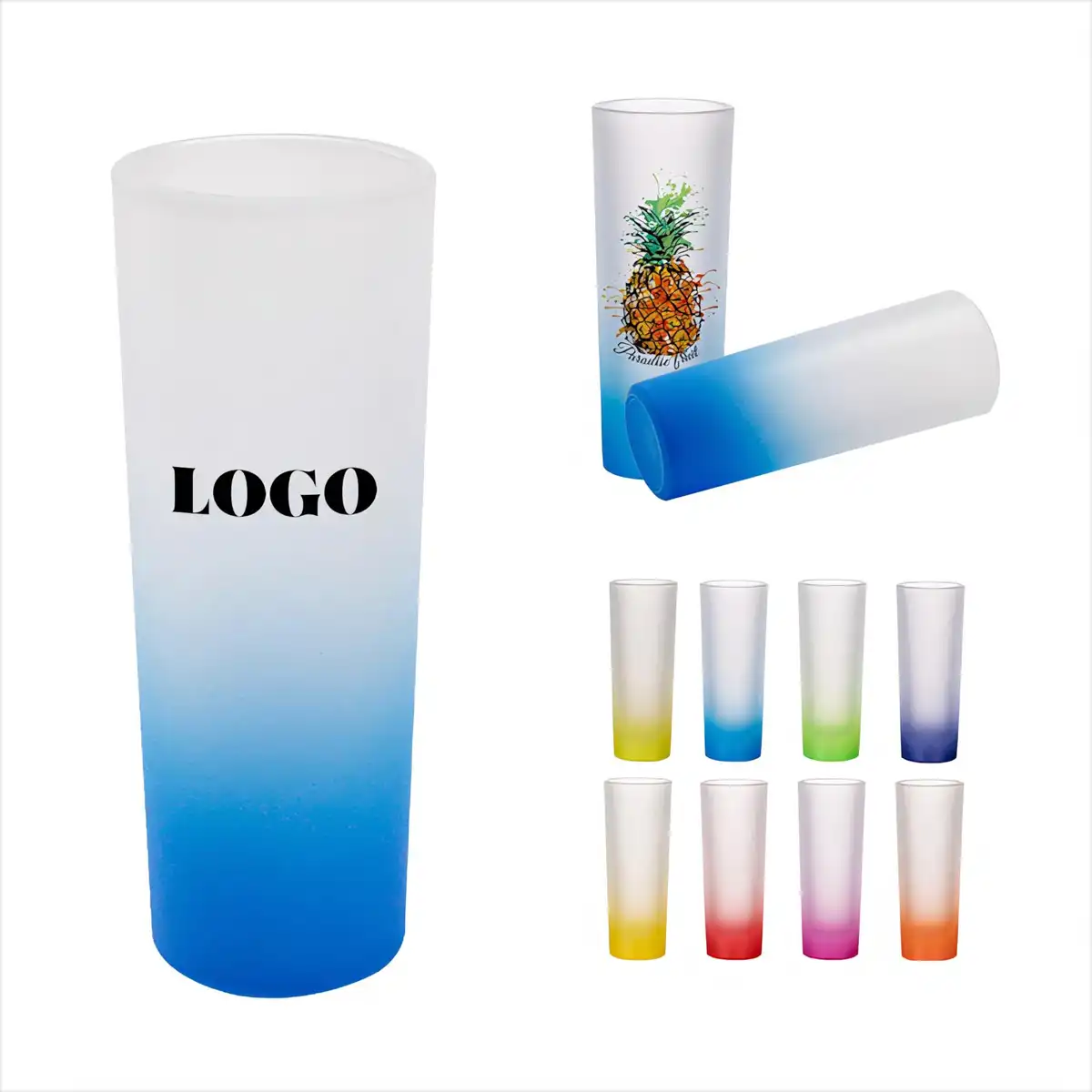 Vibrant Frosted Shot Glasses 3oz
