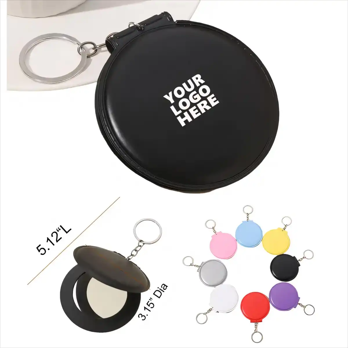 Stainless Steel PU Leather Pocket Mirror