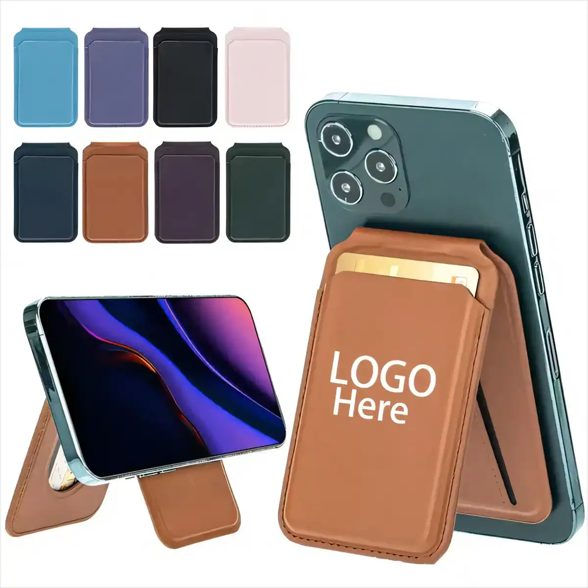 Magnetic Leather Wallet Phone Stand