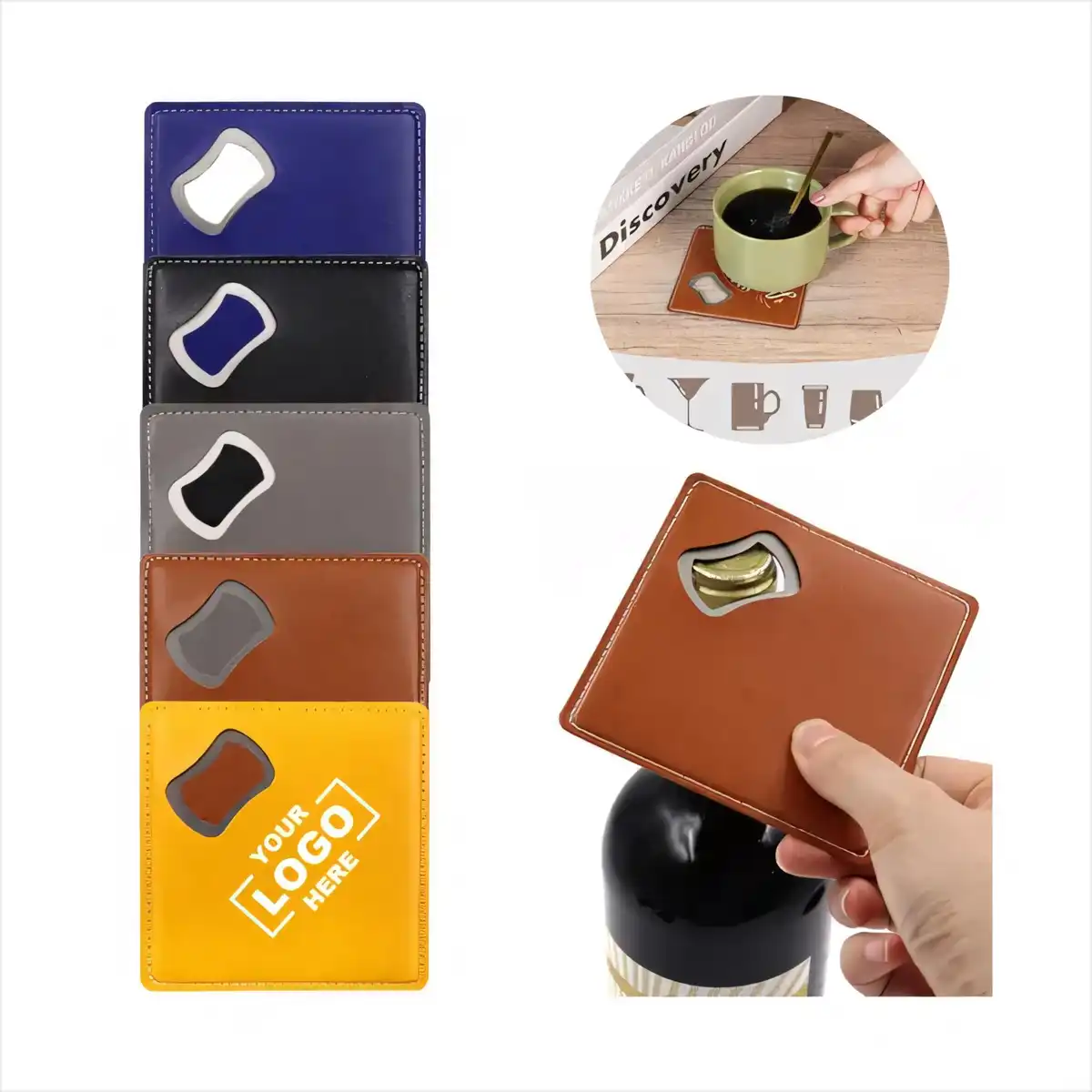 Leather Steel Bottle Opener Coaster