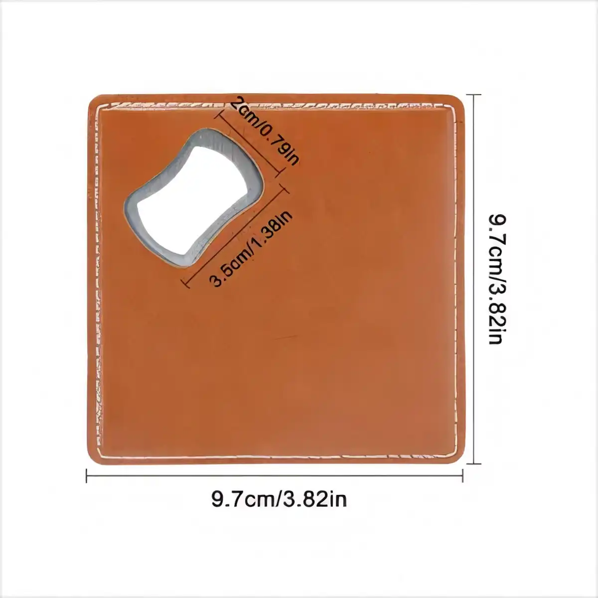 Leather Steel Bottle Opener Coaster product detail view