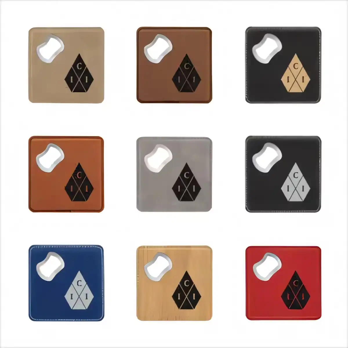 Leather Steel Bottle Opener Coaster product close-up